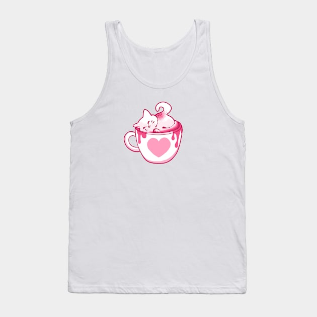 Cute Heart Love Catpuccino Tank Top by Sunny Saturated